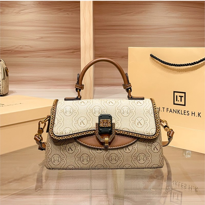 Women Bags Premium Brands - กระเป๋าแบรนด์ผู้หญิง 2025 รุ่นใหม่ แฟชั่นและอเนกประสงค์ กระเป๋าถือพรีเมียมแบบสีตัดกัน สะพายไหล่เดี่ยวหรือสะพายข้าง