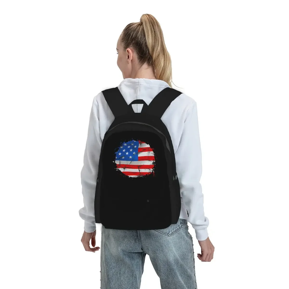 Women Bags Usa - กระเป๋าเป้ลายธงชาติอเมริกันสำหรับเด็กชาย เด็กหญิง กระเป๋านักเรียน กระเป๋าใส่หนังสือ กระเป๋าใส่แล็ปท็อป กระเป๋าสะพายสำหรับผู้ชายและผู้หญิง