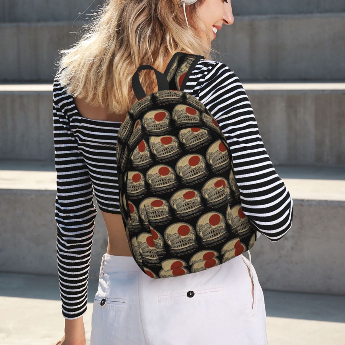 Women Bags Rome - โคลอสเซียม โรม แบ็คแพค กระเป๋าเป้สะพายหลังความจุขนาดใหญ่ กระเป๋าหนังสือเด็ก กระเป๋านักเรียน