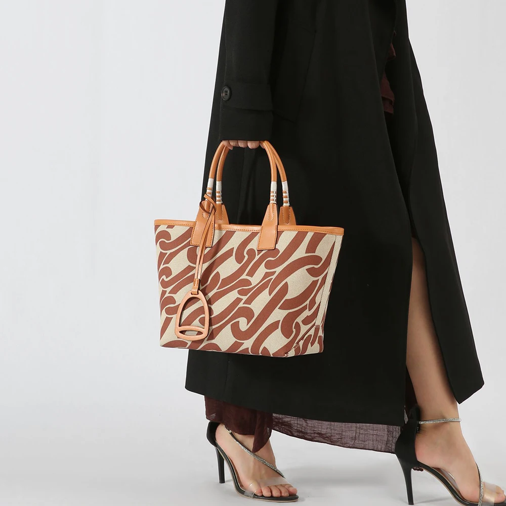 Women Bags Handmade - กระเป๋าผ้าแคนวาสผู้หญิง กระเป๋าสะพายไหล่แฟชั่น พิมพ์ลาย เปิดด้านบน ความจุเยอะ กระเป๋าถือลำลอง