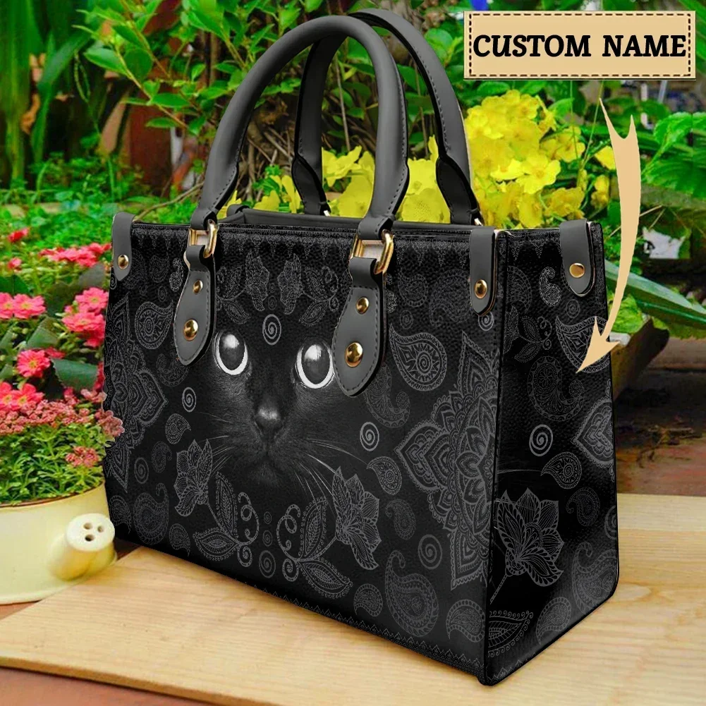 Women Bags Premium Brands - เวทมนตร์มหัศจรรย์ กระเป๋าโท้ทลายแมวดำสำหรับผู้หญิง กระเป๋าถือดีไซน์หรูระดับพรีเมียม กระเป๋าสะพายข้างแบรนด์เนมสำหรับผู้หญิง