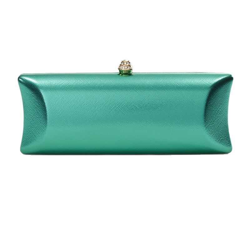 Clutch Bag Evening - กระเป๋าคลัทช์ทรงกล่องยาวคลาสสิกสำหรับผู้หญิง กระเป๋าหรูสีเขียวสำหรับงานแต่งงาน กระเป๋าอเนกประสงค์สีพื้นเรียบง่ายพร้อมสายสะพาย