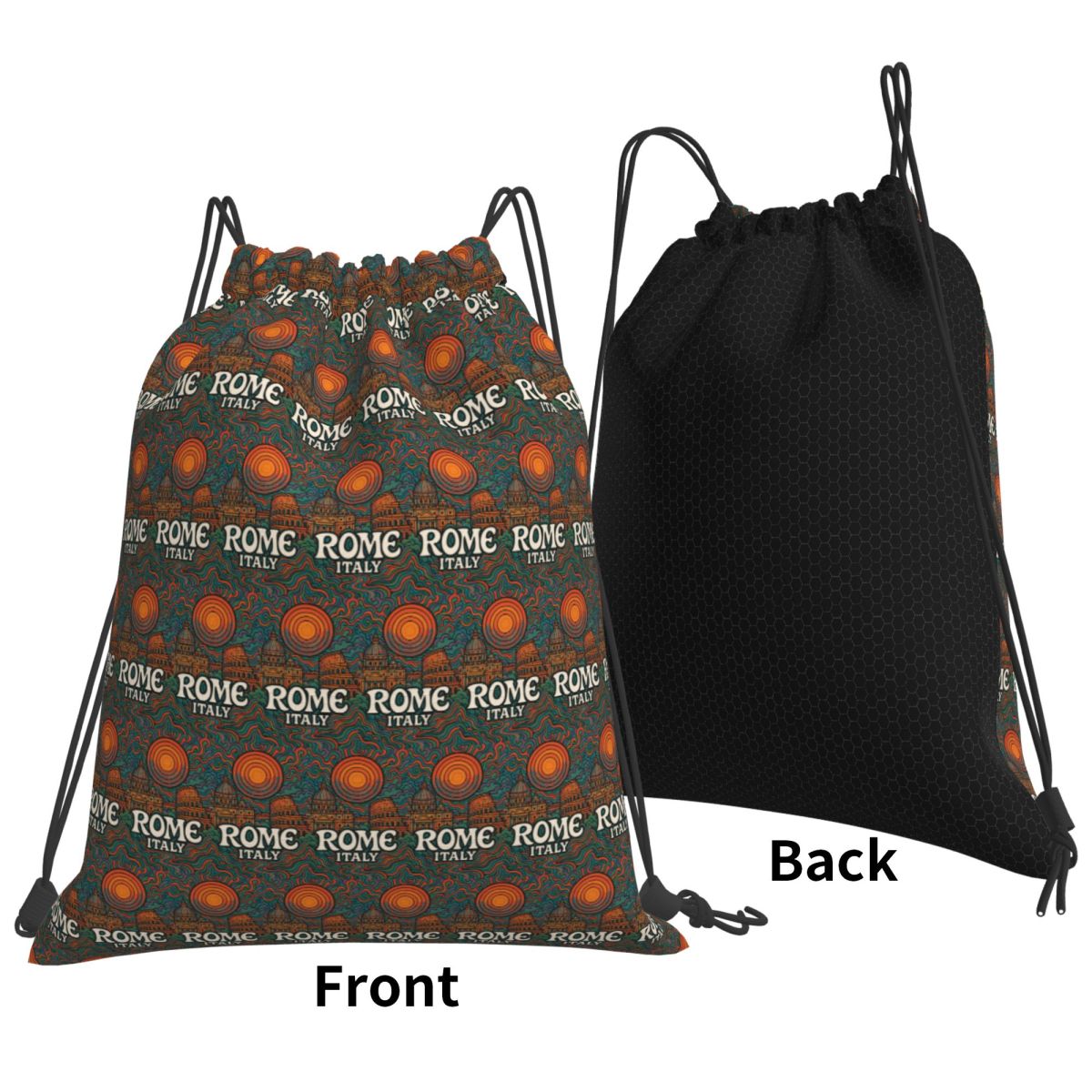 Women Bags Rome - โรม อิตาลี ทริปปี้ อาร์ต แบ็คแพ็ค กระเป๋าแบบมีเชือกผูกแบบพกพา