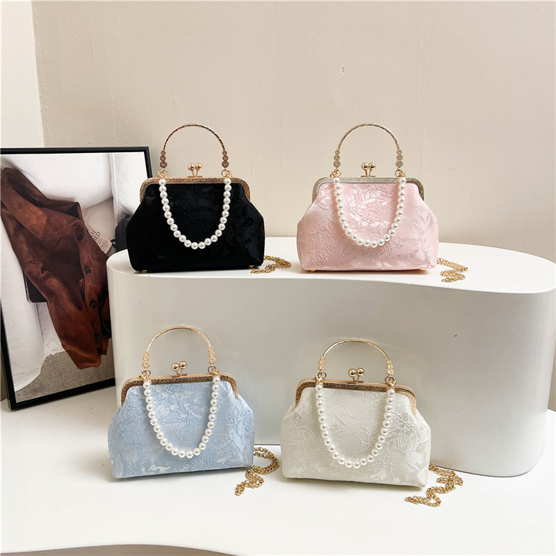 วินเทจคลาสสิกลูกไม้กระเป๋ามุกเ - Clutch Bag Evening บทวิจารณ์และราคา