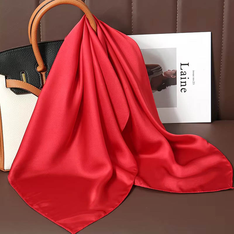 ผ้าพันคอไหมสีพื้นหรูหรา ผ้าซาต - Women Bags Office บทวิจารณ์และราคา