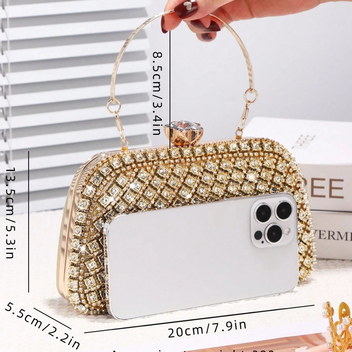 กระเป๋าคลัทช์ทรงกล่องประดับเพช - Clutch Bag Evening บทวิจารณ์และราคา